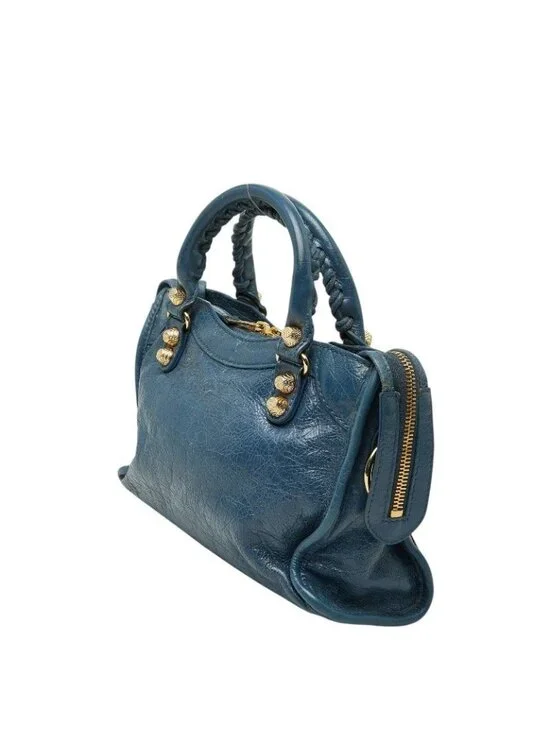 Balenciaga Giant Mini City 2-Way Shoulder Bag Blue Leather - Picture 2 of 10